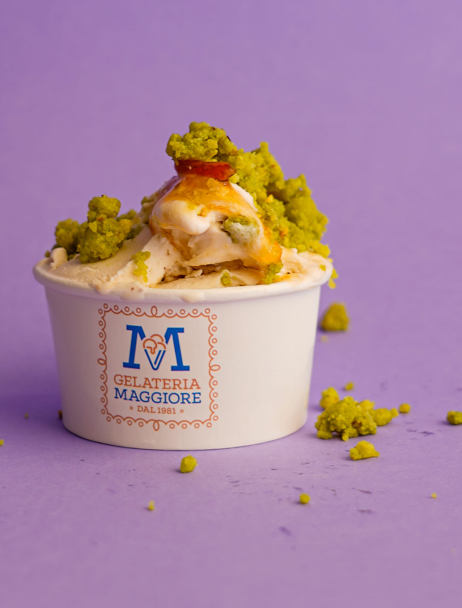 Gelato al pistacchio con granella